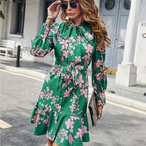 Gorgeous Pink and Green Ruffle Dress